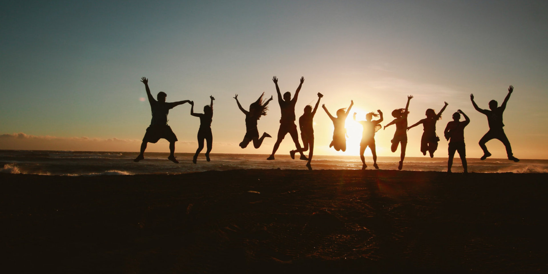 group of people jumping